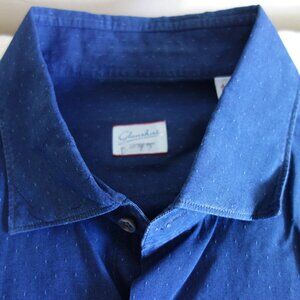 GLANSHIRT – A SLOWEAR BRAND Long Sleeve Button Navy Micro Print Shirt – 43 / 17